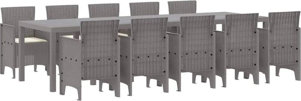 vidaXL Set de masă pentru grădină cu pernă 11 pcs Gri deschis și crem