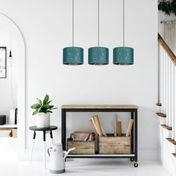 Lustră pe cablu REZO 3xE27/60W/230V turcoaz