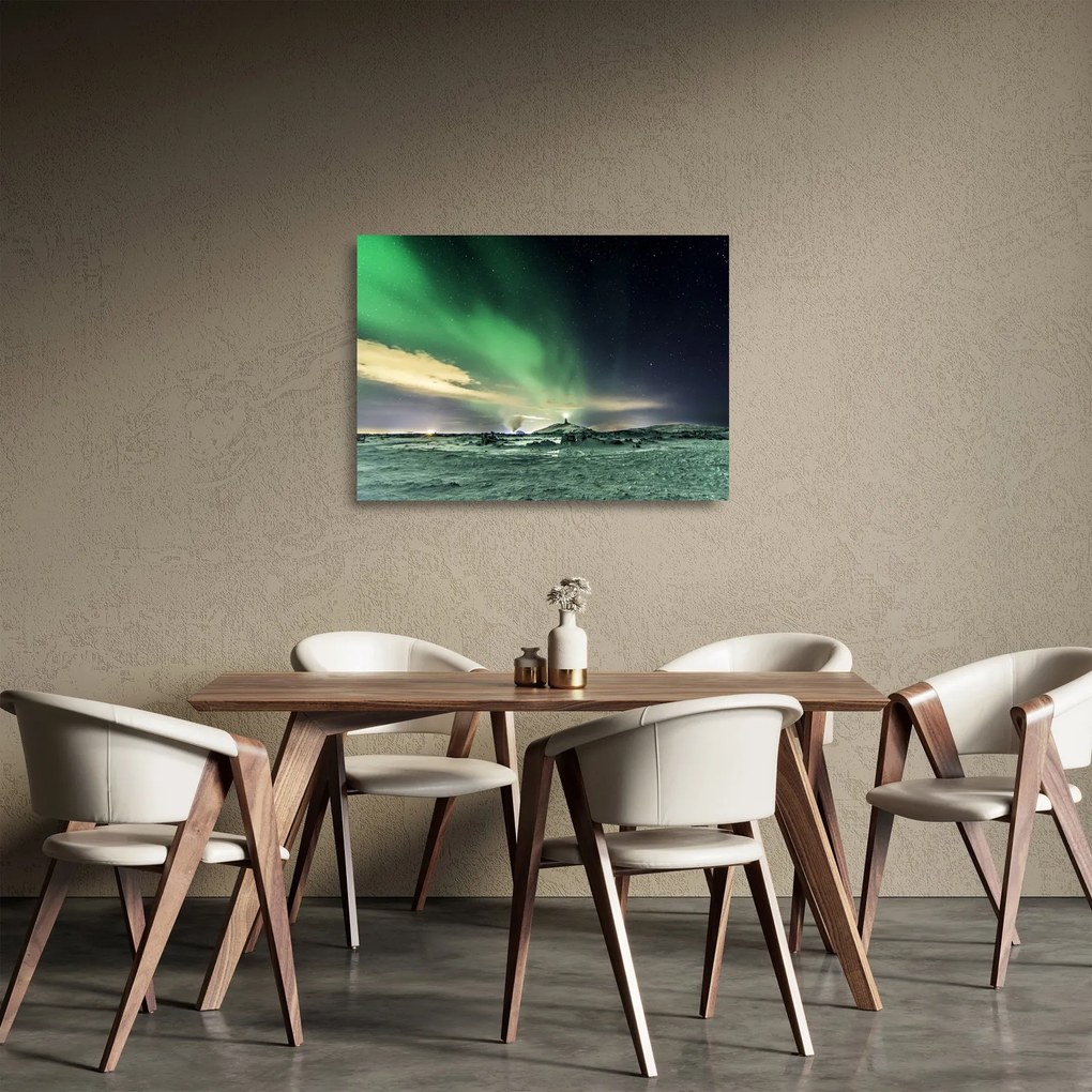 Tablou pe sticlă cu Aurora Borealis (70x50 cm)