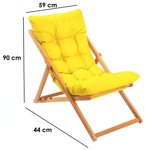Șezlong de grădină galben/fag