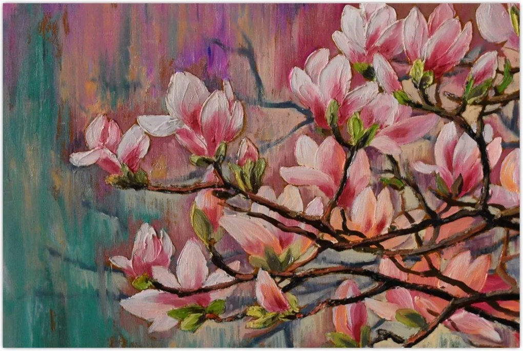 Tablou - Pictură în ulei, Sakura în floare (90x60 cm)