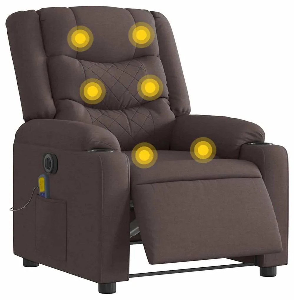 vidaXL Fotoliu electric de masaj rabatabil, maro închis, textil