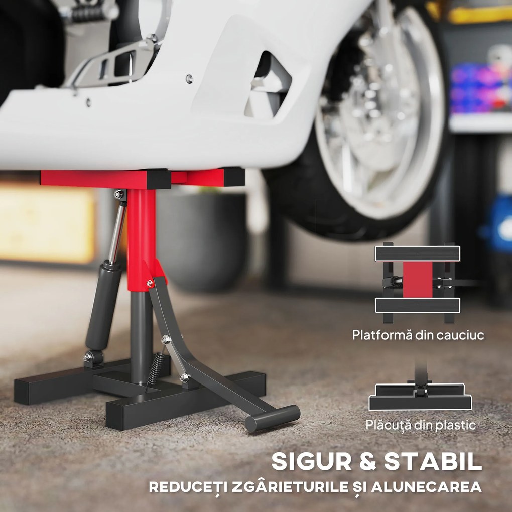 HOMCOM Cric Elevator Moto din Oțel, Capacitate 150 kg, Înălțime Reglabilă | Aosom Romania