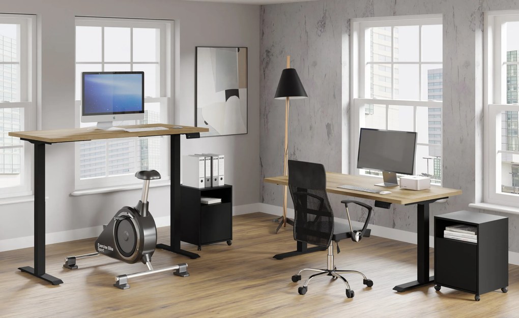 Masă PC electrică Natura 160 (Stejar + Negru). Promo -7%. 1124886