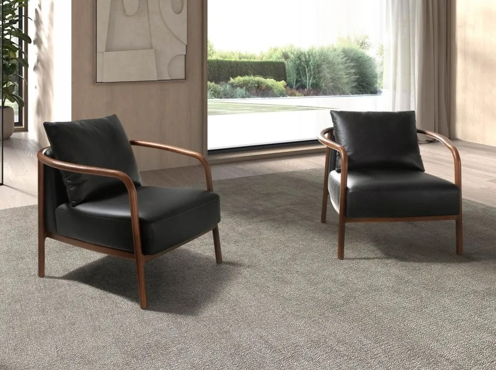 Fotoliu LUX design italian, Piele Naturala, Black