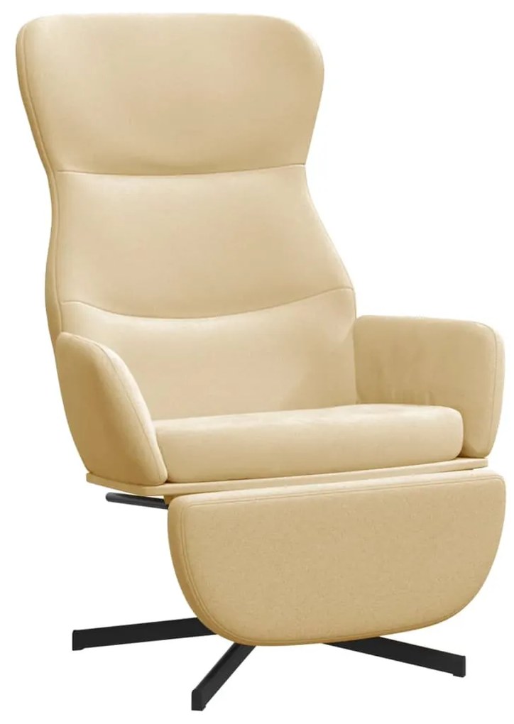 3097504 vidaXL Scaun de relaxare cu taburet, alb crem, catifea
