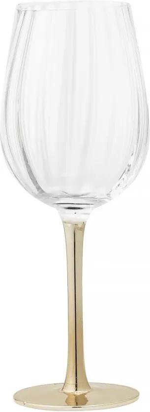 Pahar din sticla cu picior auriu 450 ml Wine Bloomingville