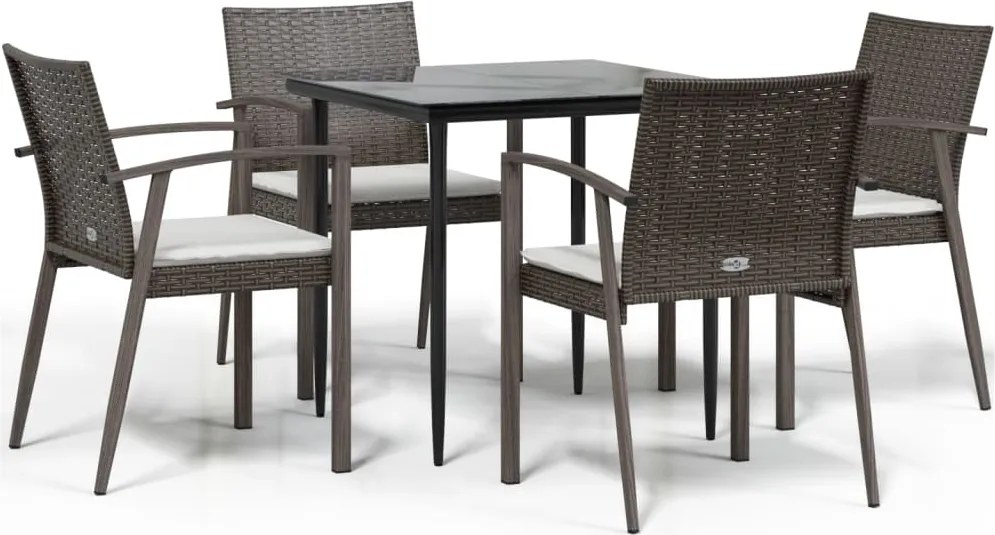 vidaXL Set mobilier de grădină cu perne, 5 piese, poliratan și oțel