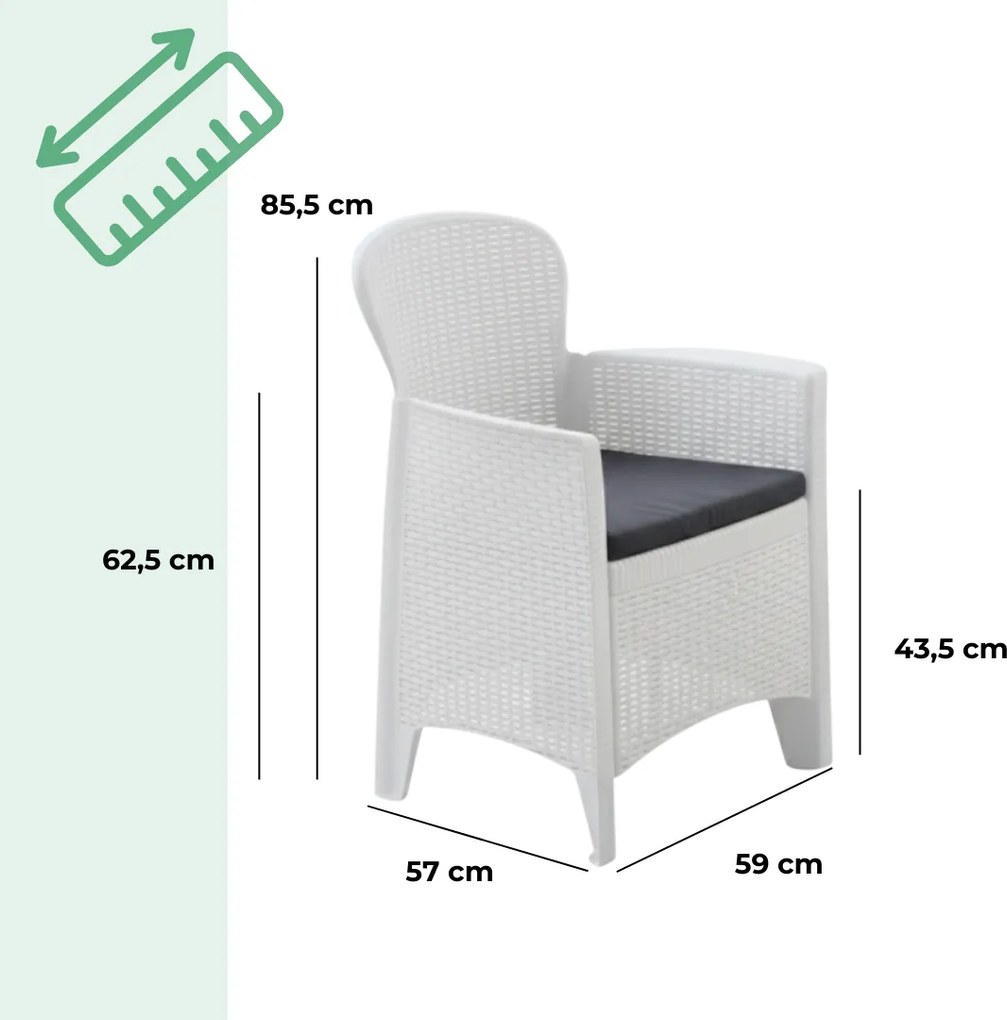 I.P.A.E-Progarden Set de grădină TREE, 3 piese, albă