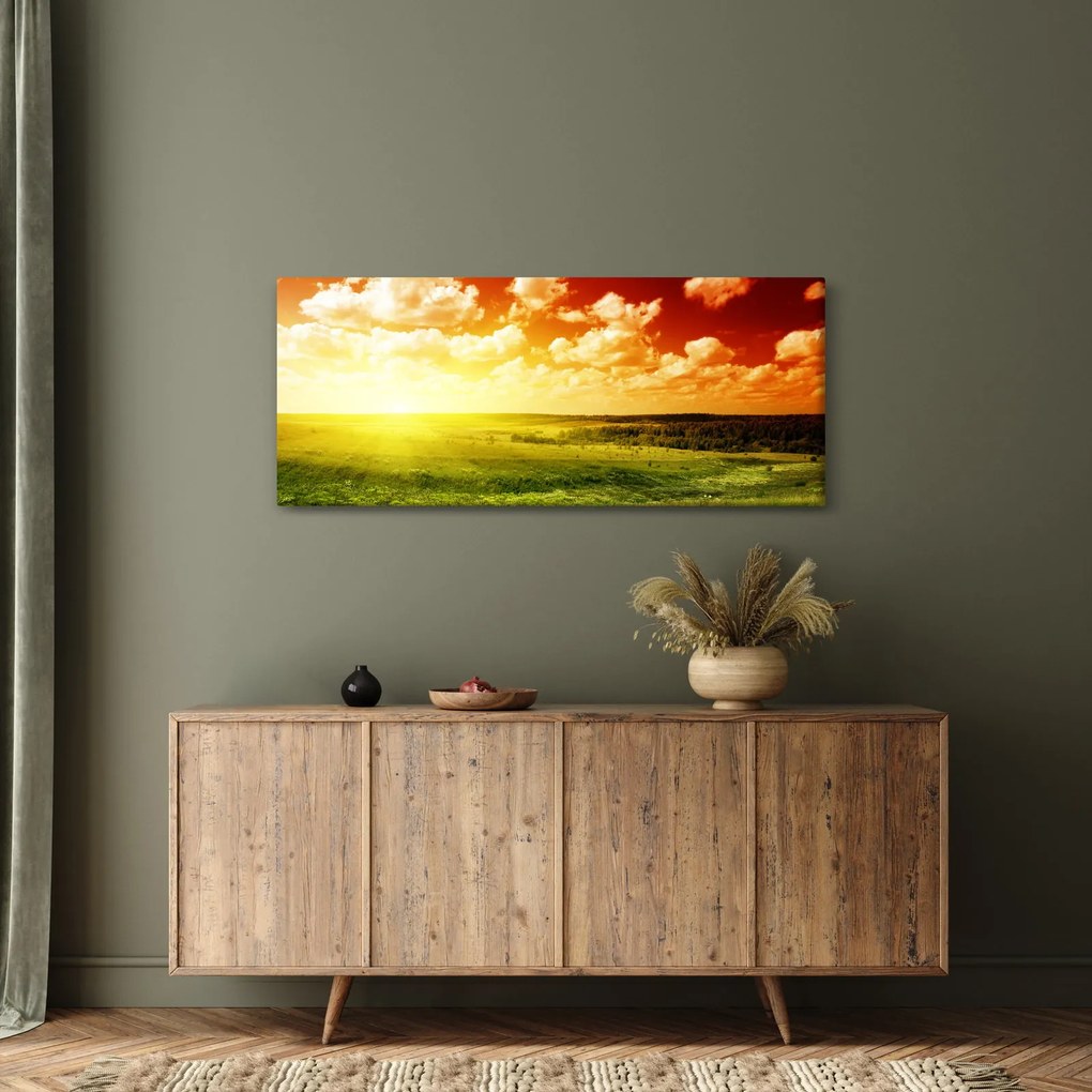 Tablou cu luncă cu soarele strălucitor (120x50 cm)