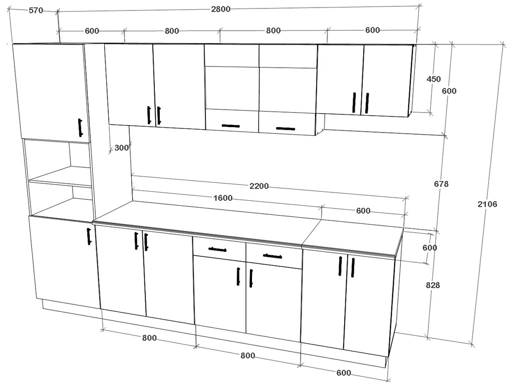 Set haaus V23, Stejar Sonoma Inchis/Alb, Blat Thermo 28 mm, L 280 cm