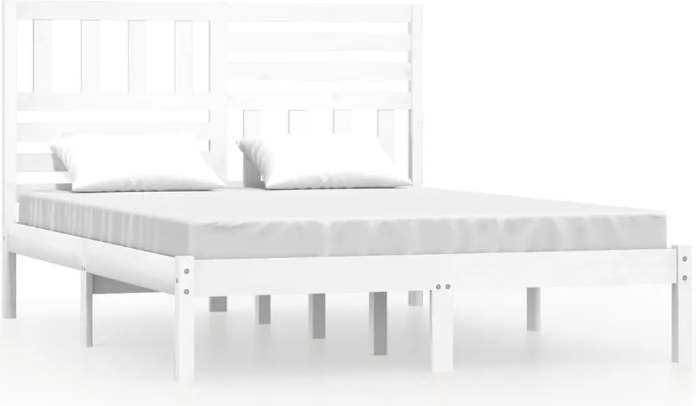 vidaXL Cadru de pat, alb, 160x200 cm, lemn masiv de pin