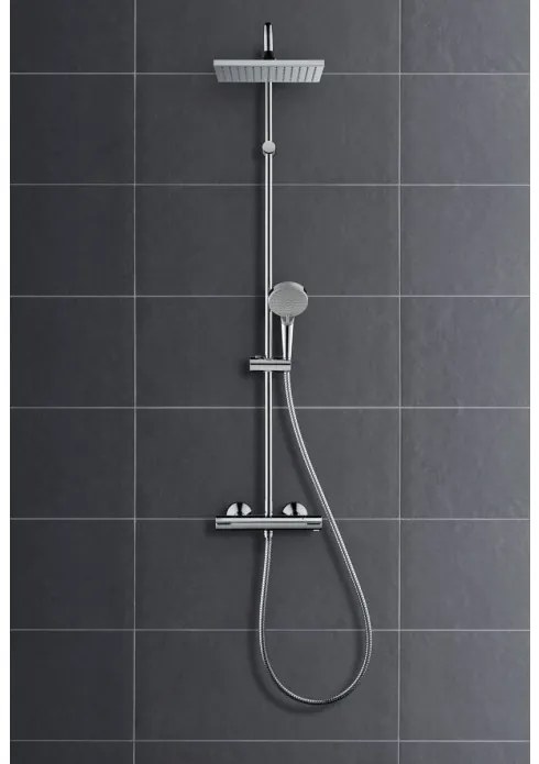 Coloana de dus cu baterie termostatata, Hansgrohe Vernis Shape, negru mat, 26286670