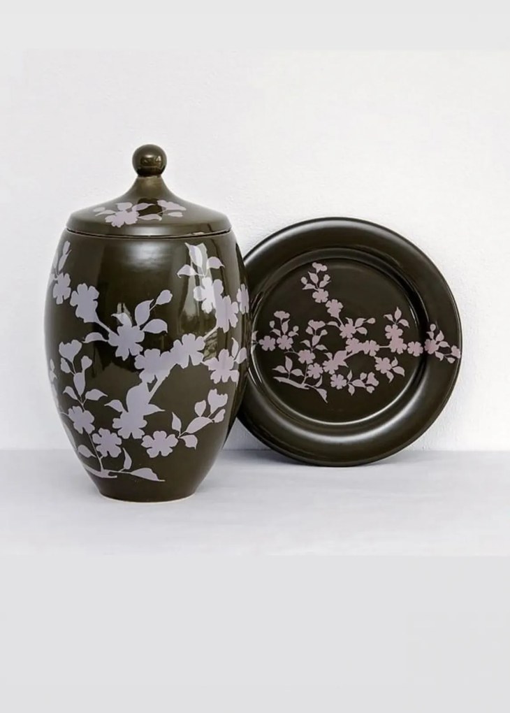 Set Vaza + Platou Flora (Maro Olive)