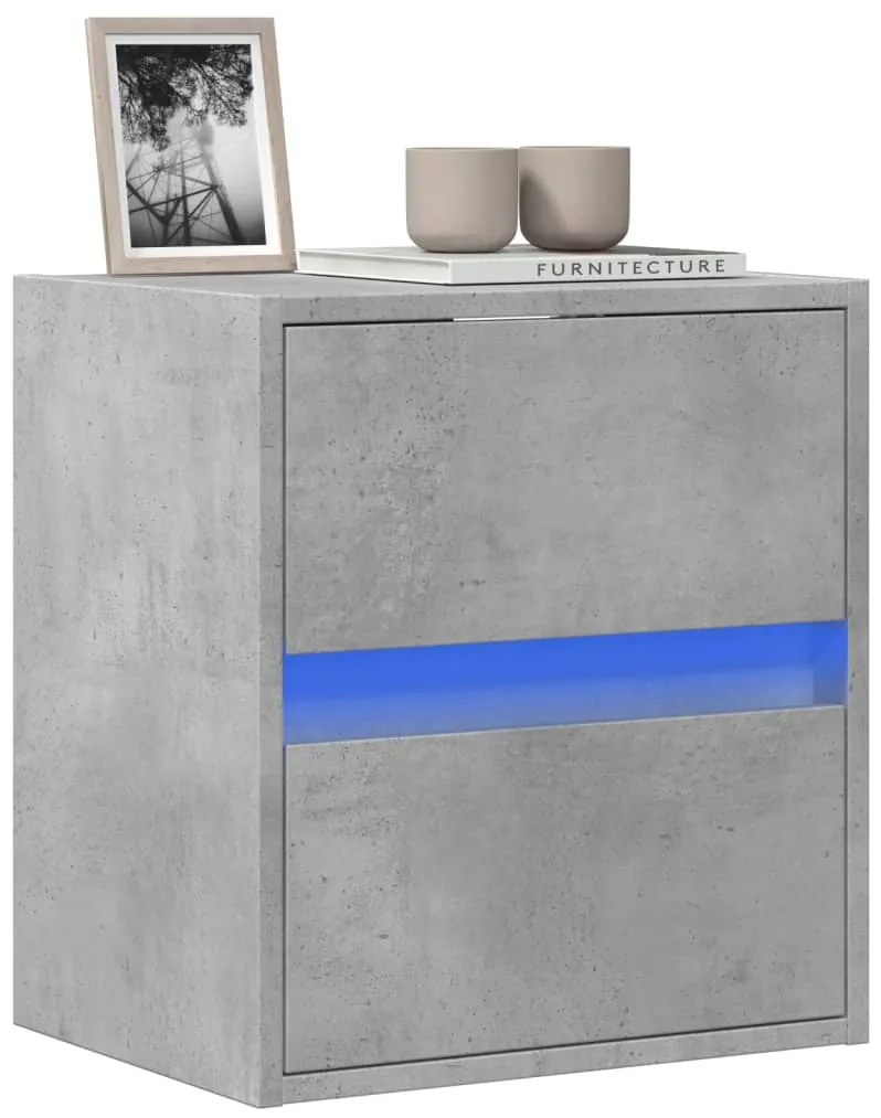 vidaXL Comodă TV de perete cu lumini LED, gri beton, 41x31x45 cm