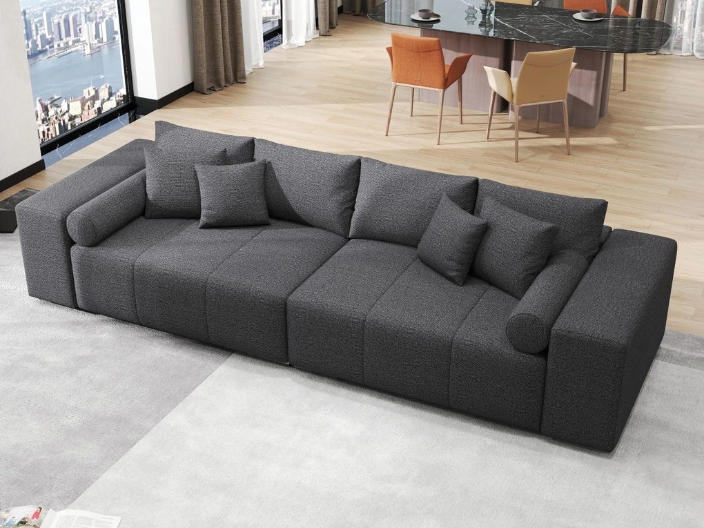Canapea extensibilă dumonde cu ladă de depozitare si sezut confortabil din spuma high-density, Marbela Enjoy Grafit XXL 295x100 cm