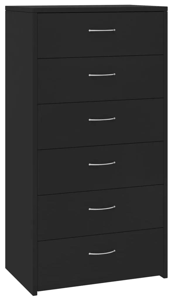 Servanta cu 6 sertare, negru, 50 x 34 x 96 cm, PAL 1, Negru