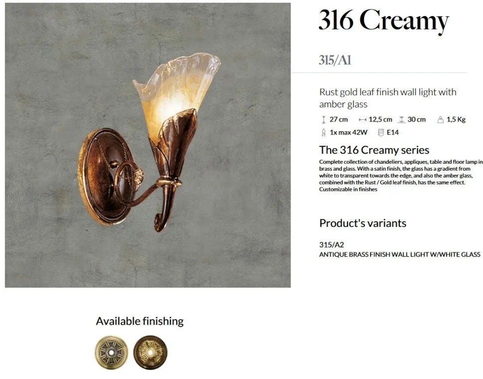 Aplica de perete LUX design clasic realizata manual 316 Creamy