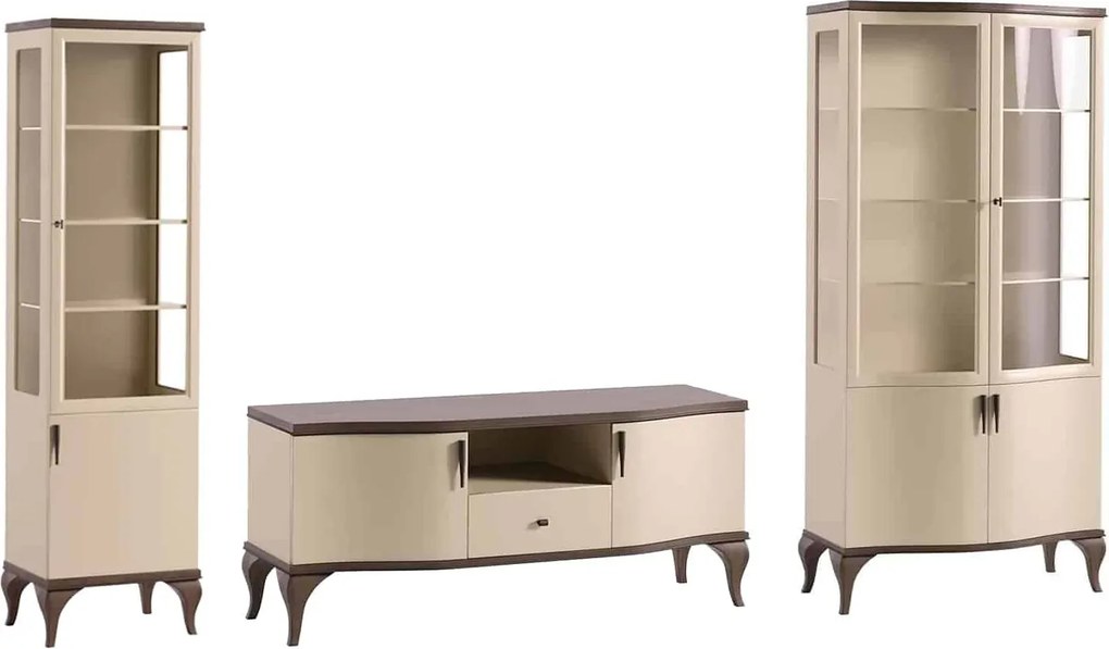 Set lemn masiv nuc Living Leona 3 Piese Crem-