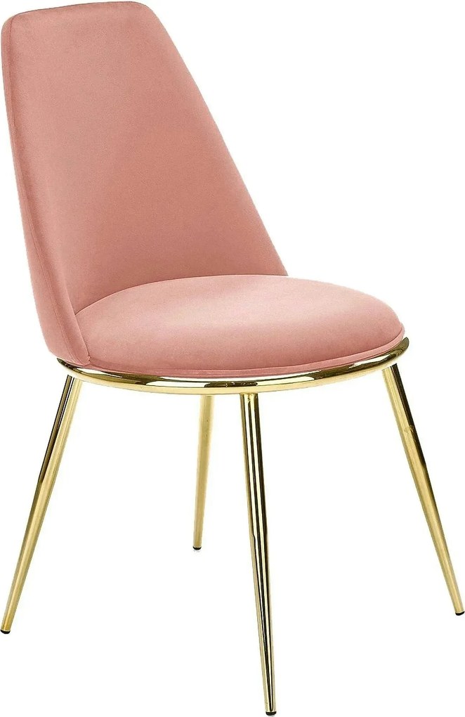 Scaun dining roz K460, stofa catifelata/metal, 49x54x84 cm