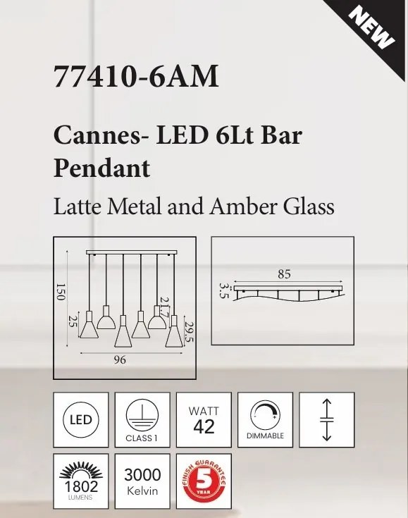 Lustra cu 6 pendule LED Cannes