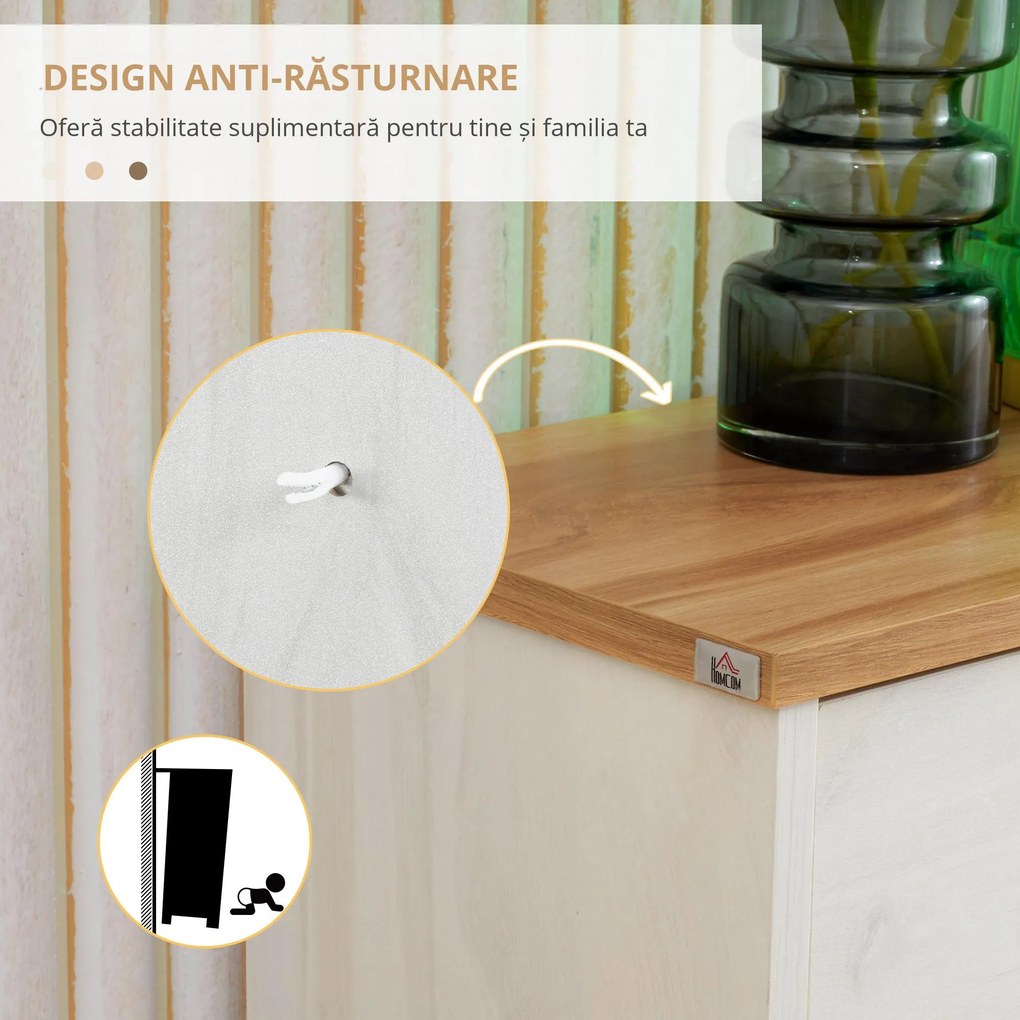 HOMCOM Dulap de pantofi din PAL cu 3 sertare si 2 rafturi interne reglabile, 70x23,5x122 cm, alb | AOSOM RO