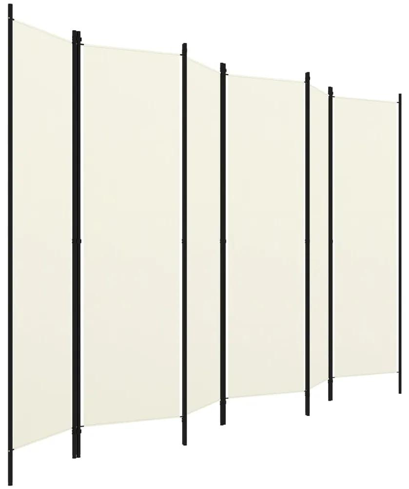 Paravan cameră cu 6 panouri, alb crem, 300 x 180 cm