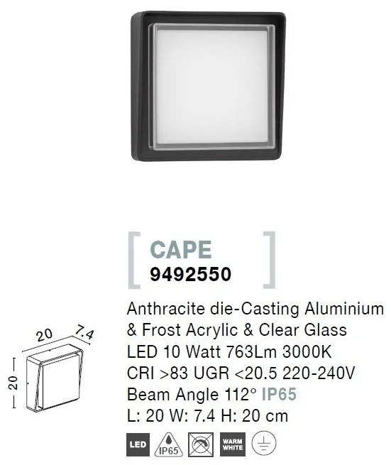 Aplica pentru iluminat exterior IP65 CAPE