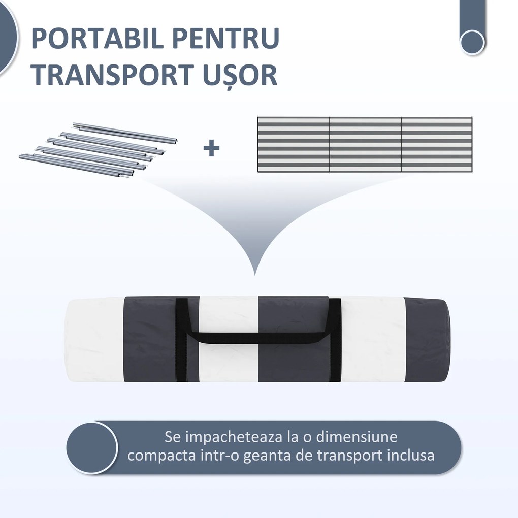 Outsunny Paravan de Plajă Pliabil din Poliester 540x150 cm Gri | Aosom Romania