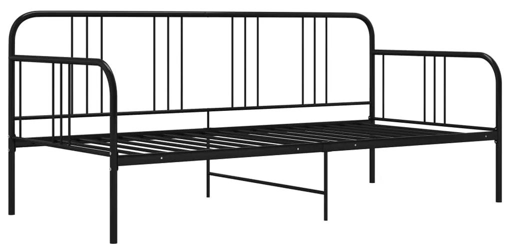 324749 vidaXL Cadru de pat canapea, negru, 90 x 200 cm, metal