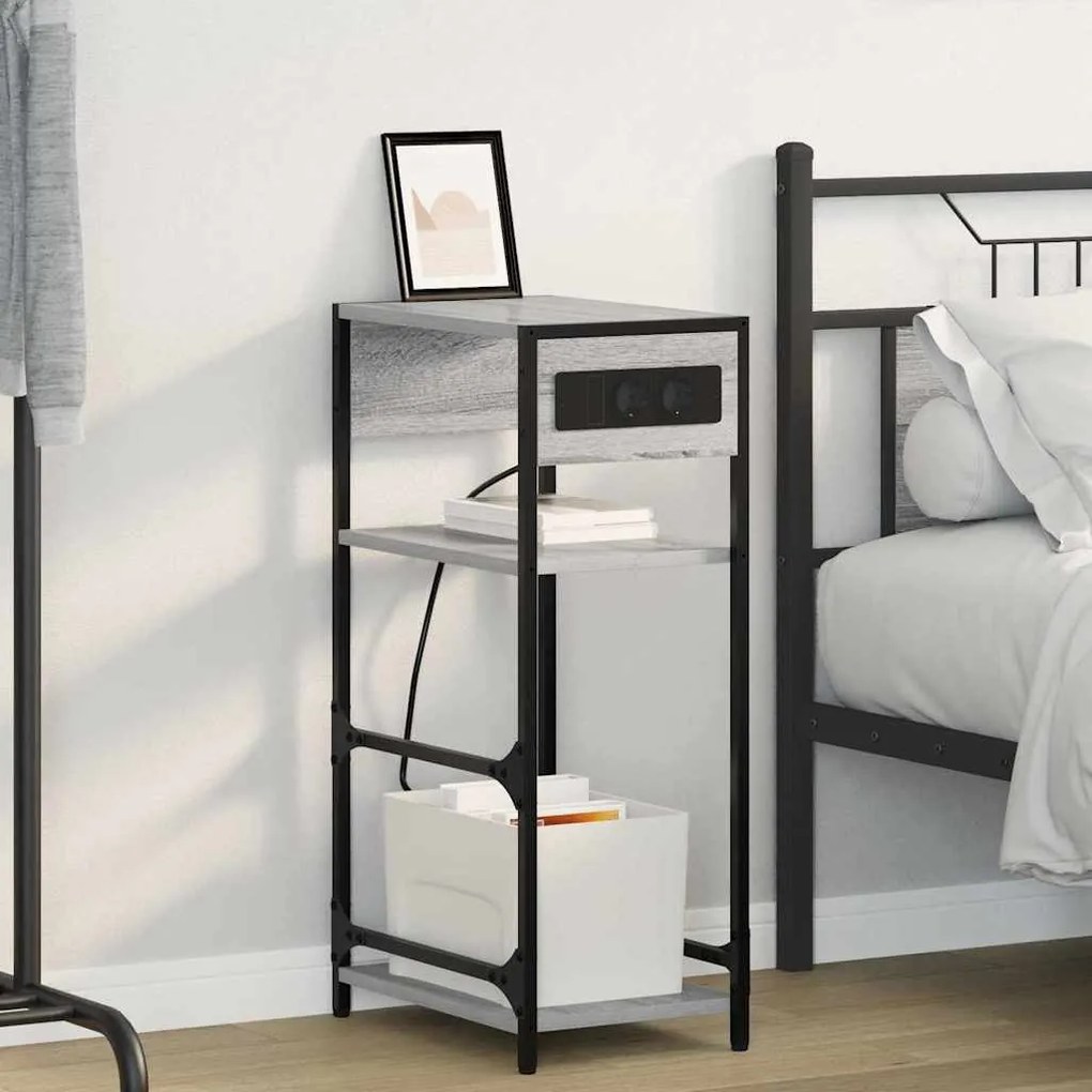 vidaXL Dulap de noapte sonoma gri 40 x 27 x 76 cm Lemn compozit