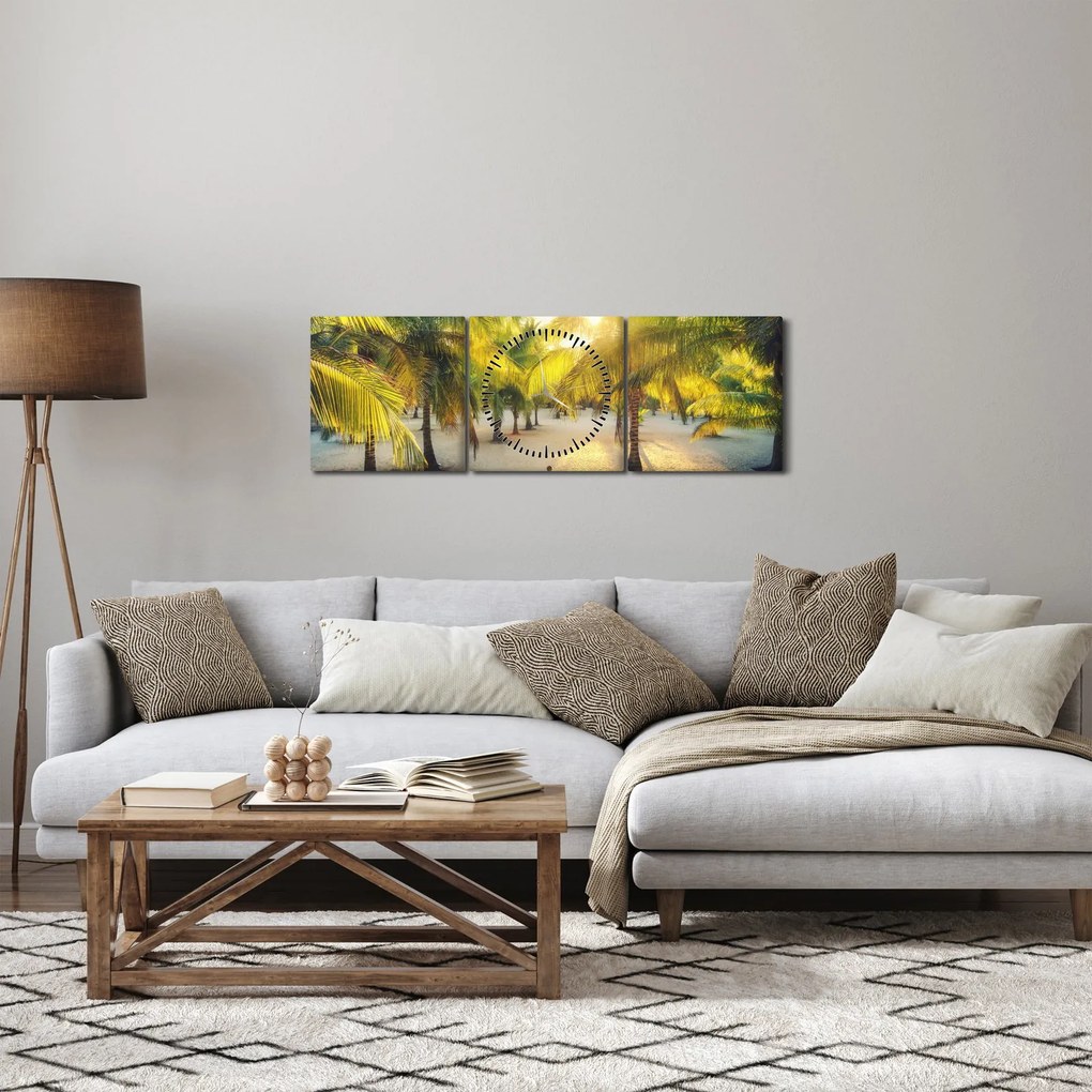 Tablou - Femeie între palmieri (cu ceas) (90x30 cm)