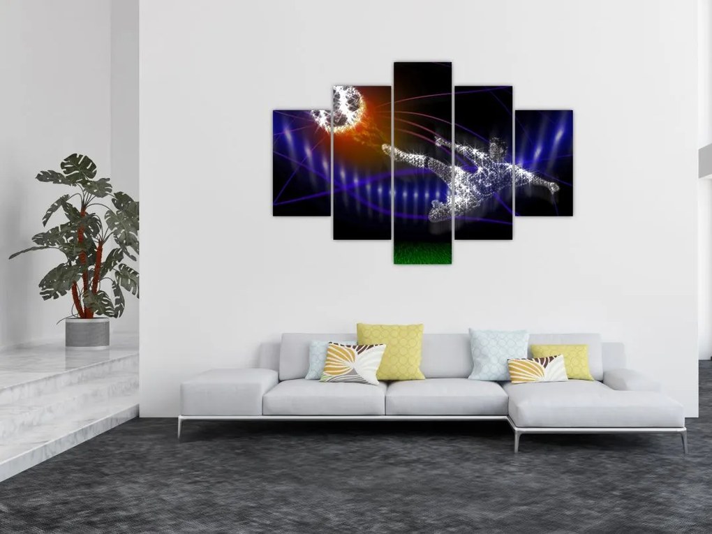 Tablou - Fotbaliști în săritură (150x105 cm)