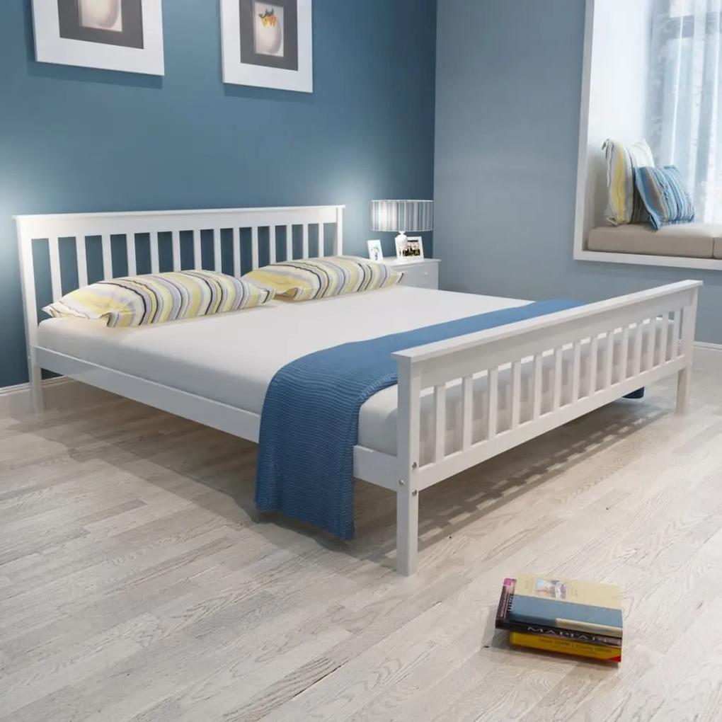 246066 vidaXL Cadru de pat, alb, 180 x 200 cm, lemn masiv de pin