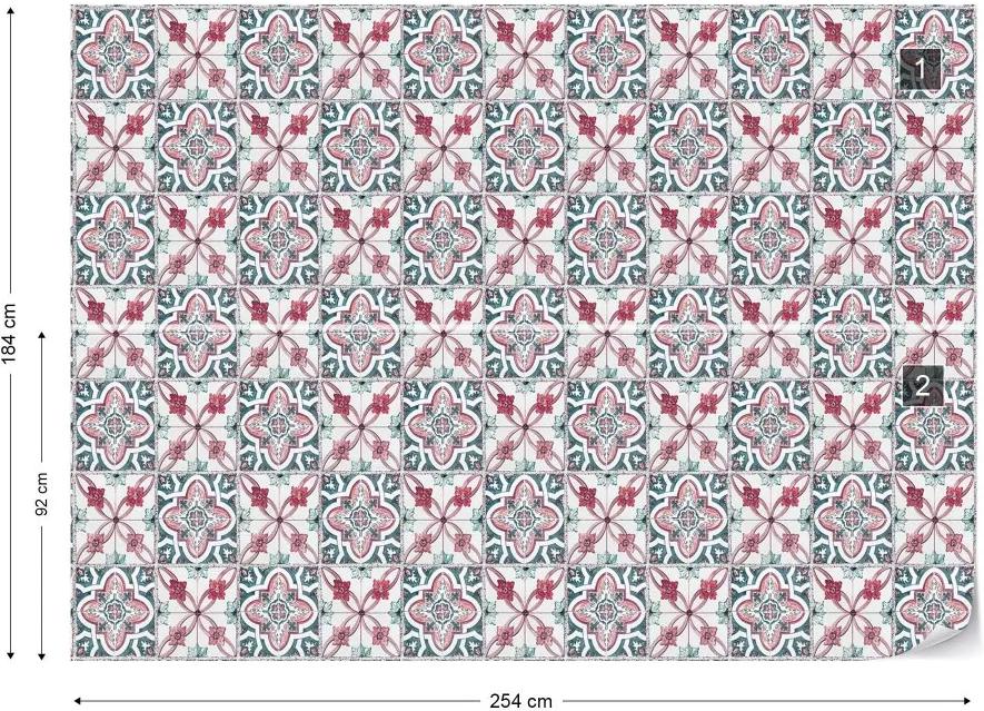 GLIX Fototapet - Vintage Tiles Pattern Vliesová tapeta  - 254x184 cm