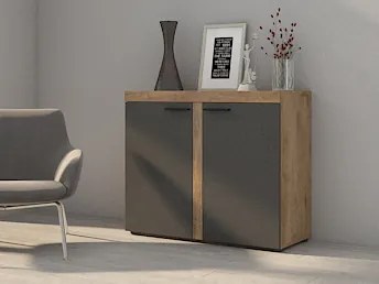 Zondo Comodă Rudby 2F (Stejar lefkas + grafit). 610127