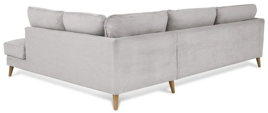 Colțar gri deschis cu tapițerie din catifea reiată (cu colț pe partea dreaptă) Paris – Scandic