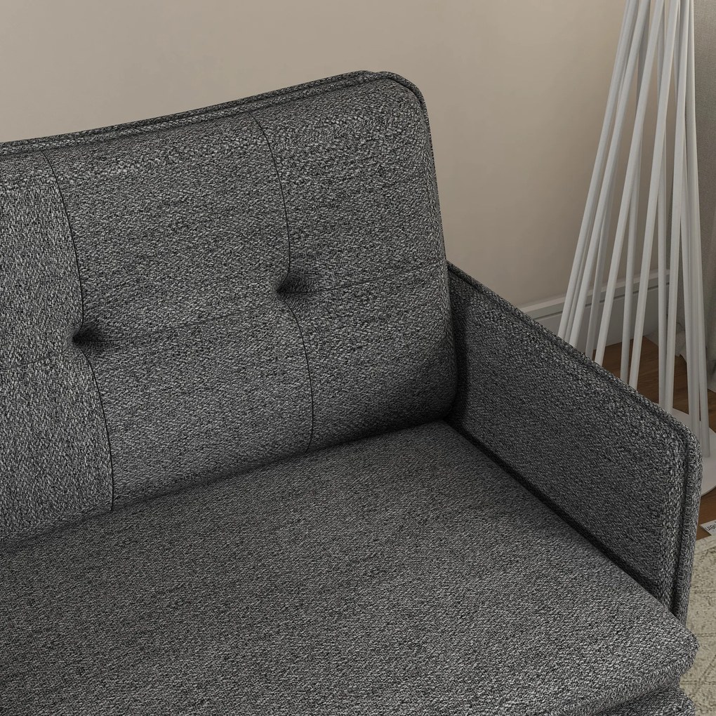 HOMCOM Fotoliu scandinav cu spătar capitonat cu trecere în material 76 x 68 x 80 cm gri și picioare din metal negru și auriu | Aosom Romania