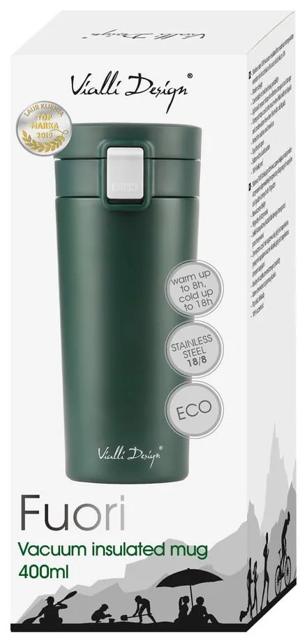 Cană termică Vialli Design Fuori, 400 ml, verde