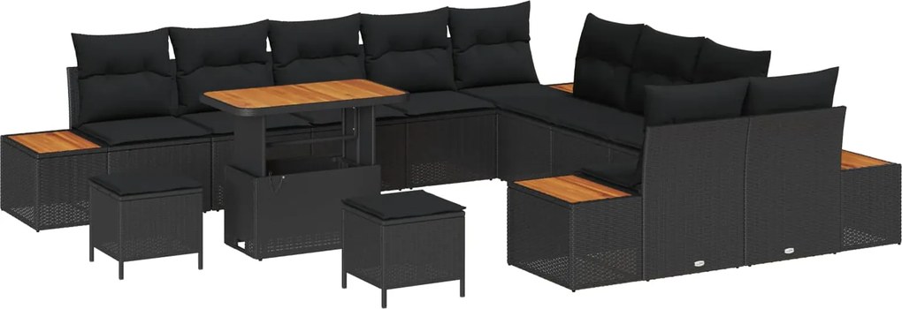vidaXL Set de canapele pentru grădină 13 pcs Negru Rattan poli