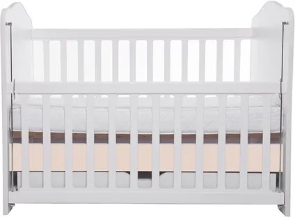 Patut Como culisant cu sertar alb cu bej + saltea cocos 7 cm