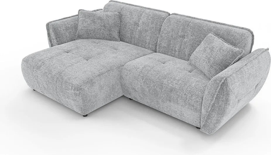 Colțar gri deschis cu tapițerie din chenille (cu colț pe partea stângă/cu șezlong) Nelia – Ropez