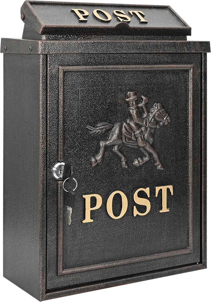 vidaXL Cutie Poștală Montată pe Perete cu ușă Bronz 29 x 13 x 41 cm