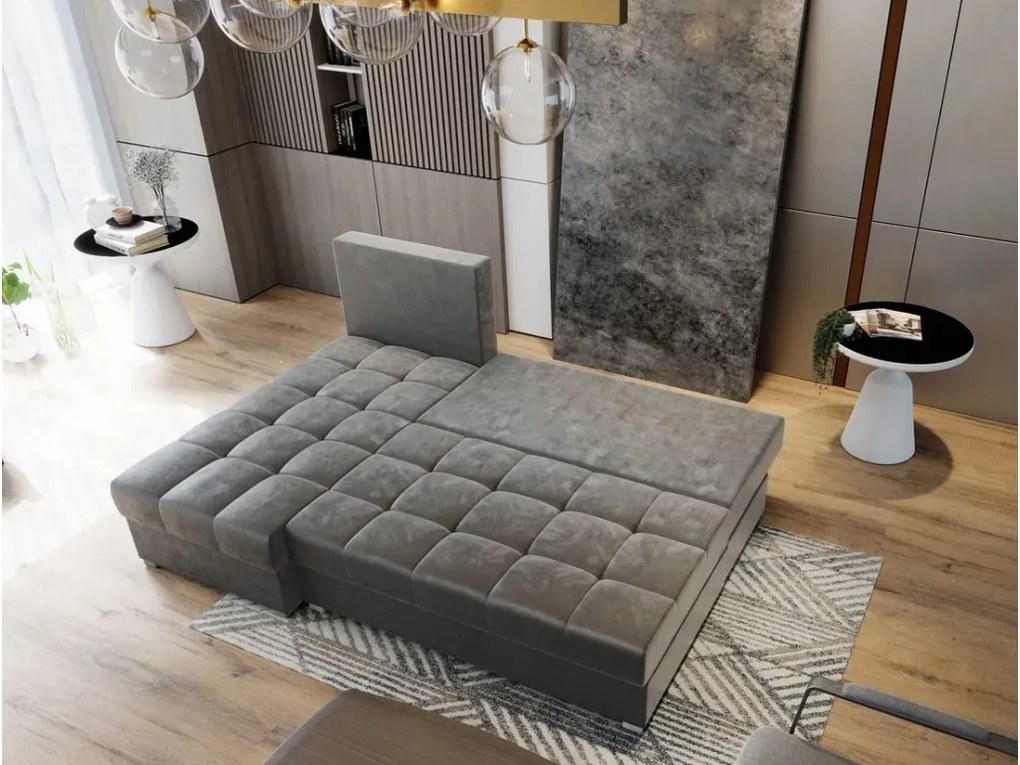 OFERTA Canapea coltar extensibila roz ZENA, reversibila calitatea II