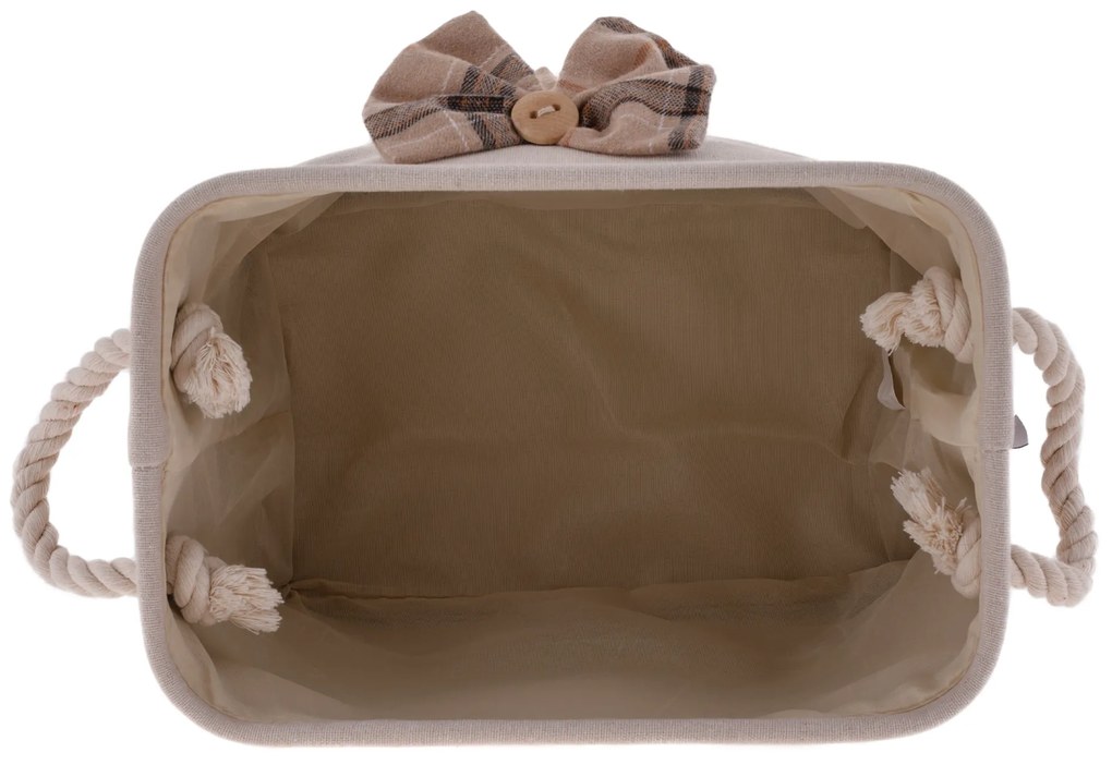 TEMPO-KONDELA MOLIS, coşuri din stofă cu mânere, set 2 buc., bej/maro