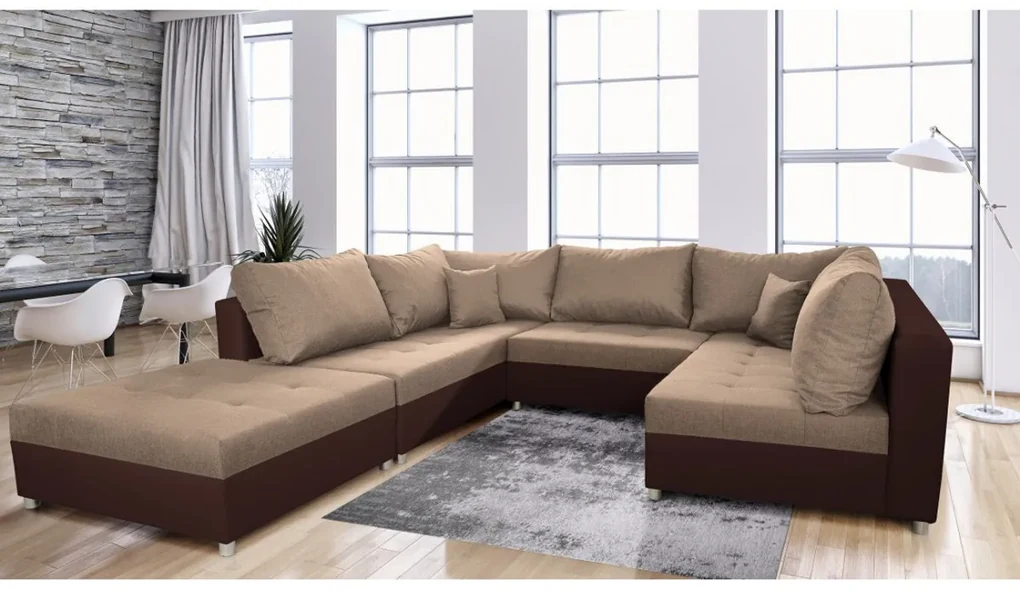 Expedo Canapea tapițată extensibilă AURORA BIS, 288x199x85, sawana 25/dolaro 33