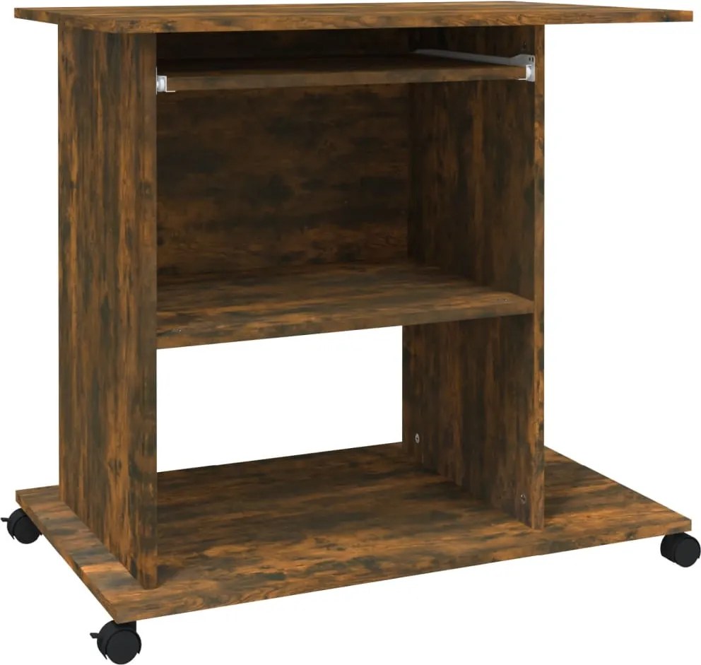 vidaXL Birou, stejar fumuriu, 80x50x75 cm, lemn prelucrat