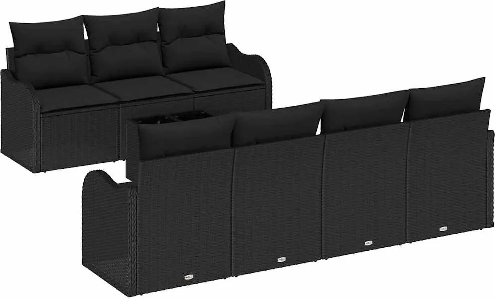 vidaXL Set de canapele pentru grădină cu pernă cu pernă 8 pcs Negru