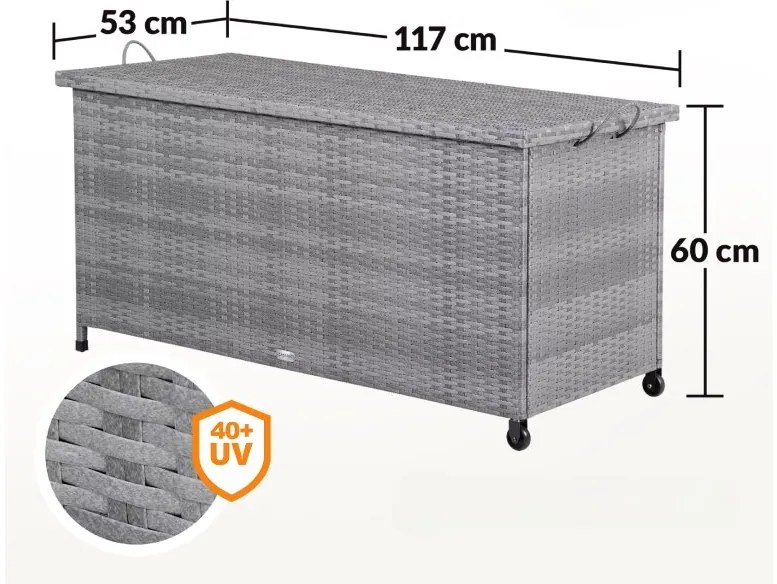 Deuba Cutie de depozitare cu roți 370 L - gri