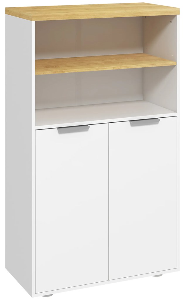 kleankin Mobilier de depozitare pentru baie cu 2 uși și 2 compartimente deschise dim.  60L x 30A x 102H cm, alb | Aosom Romania